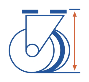 Altura total agujero pasante rueda doble